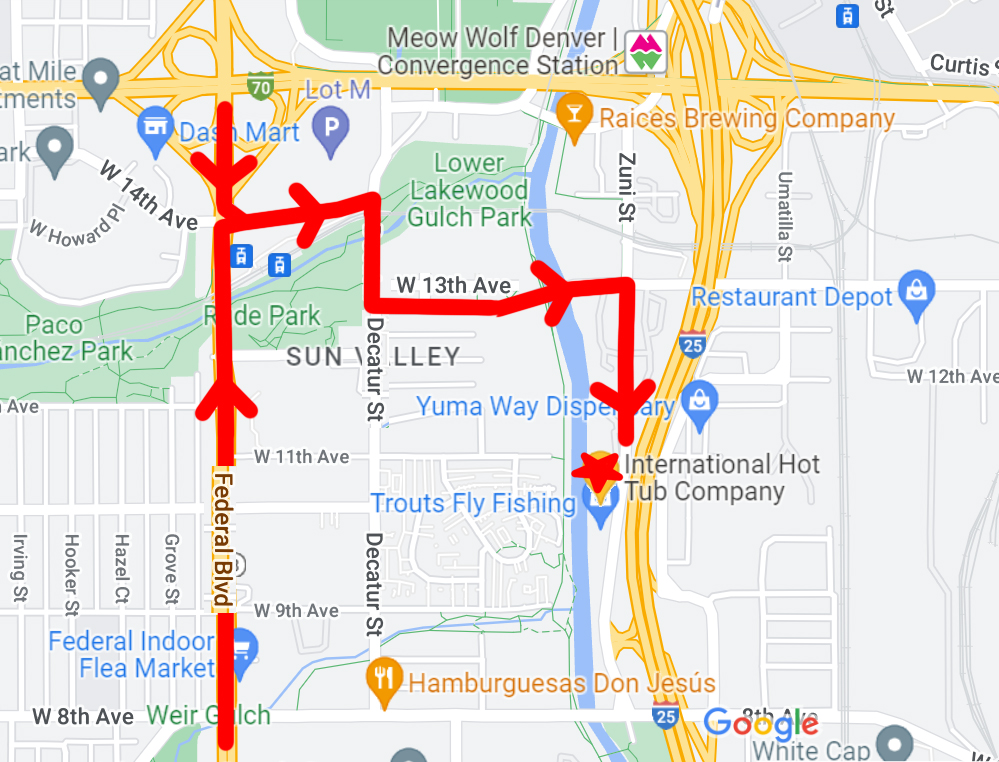 map to Zuni from Federal