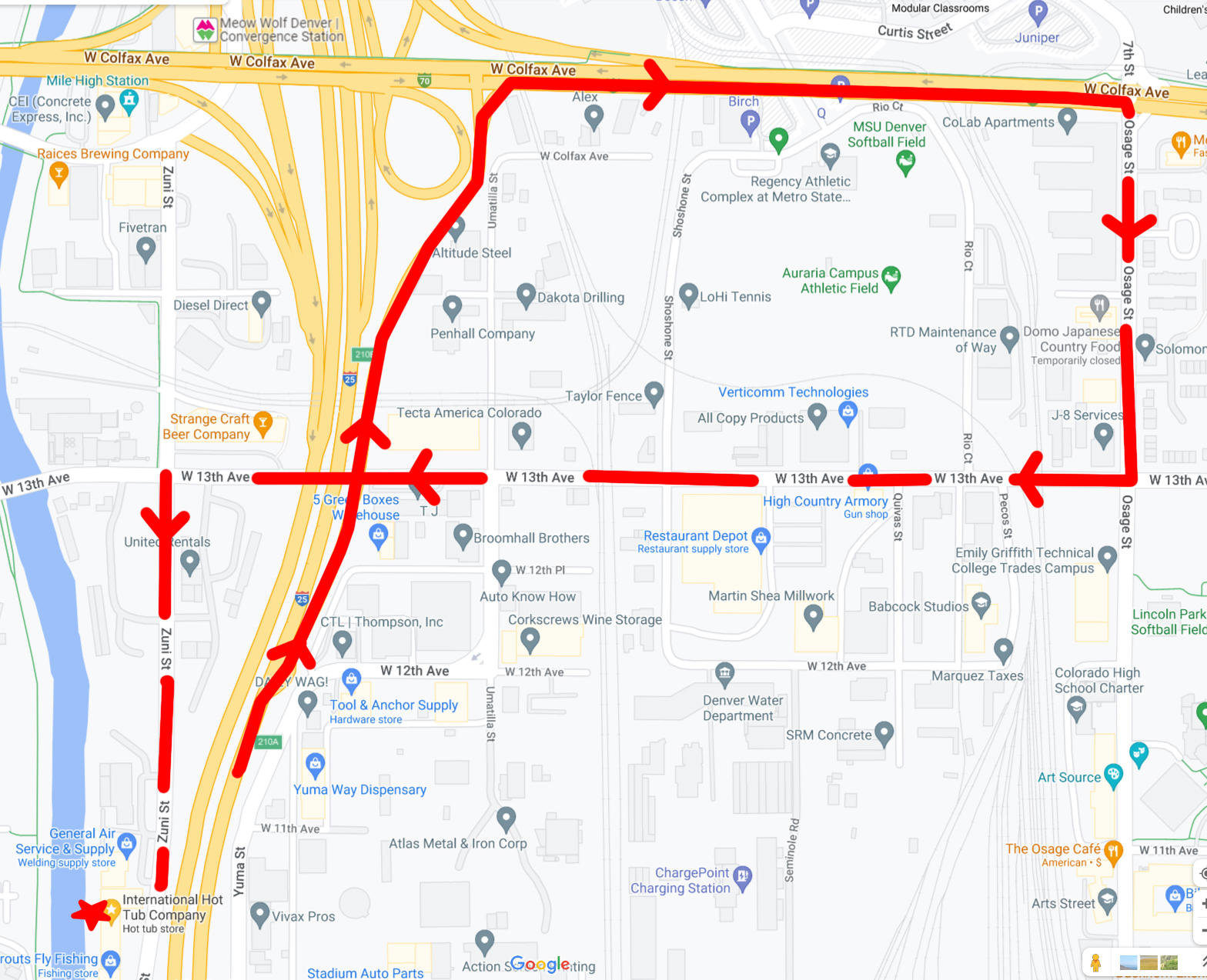 map to Zuni northbound