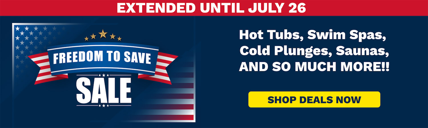 Promotional banner for a sale in patriotic red, white, and blue with 'FREEDOM TO SAVE' and a yellow 'SHOP DEALS NOW' button on the right.